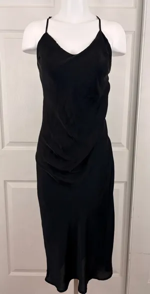 Urban Outfitters black criss-cross back maxi slip dress thumbnail 1