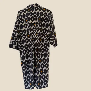 Max Mara Cotton Geometric Print Shirt Dress Navy White Mustard Made in Italy 8 thumbnail 2