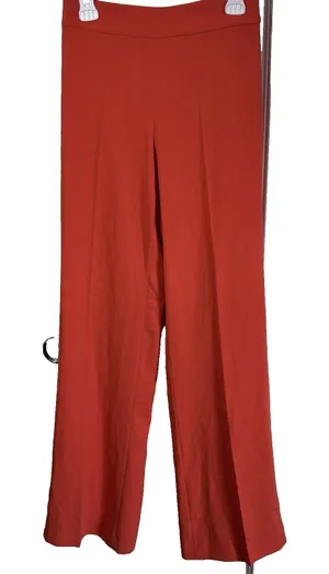 ZARA Orange Wide Leg Pants XS High Rise Flowy Polyester Casual Chic Women Capsul thumbnail 1
