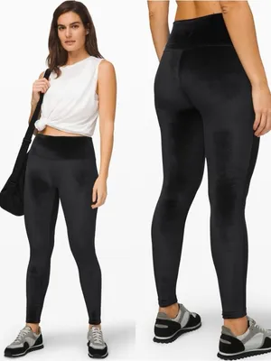 LULULEMON Wunder Lounge Black Velvet High Waisted Leggings thumbnail 2