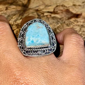 Caribbean Larimar Ring Size 7 Blue thumbnail 1
