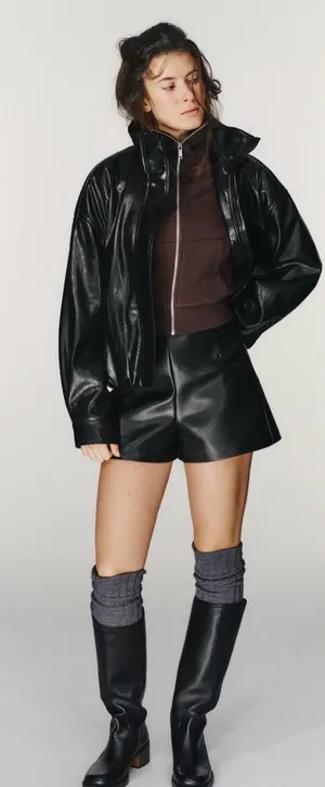 NWT Zara Faux Leather High-Waisted Shorts thumbnail 1