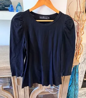 Pomander Place Puff Sleeve Top‎ Women Black XS thumbnail 1