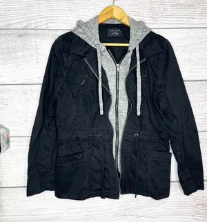 Love Tree Black & Gray Double Layer Hooded Jacket Size Large thumbnail 9