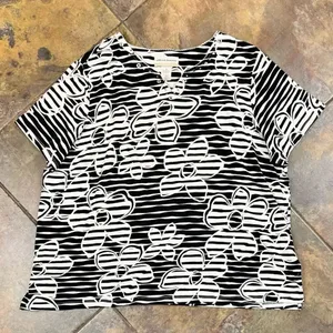 Alfred Dunner Striped Floral Short Sleeve Blouse 2X thumbnail 3