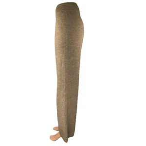 Commense Beige Tan Elastic Waist High Rise Knit Wide Leg Trousers Pants Size XS thumbnail 2