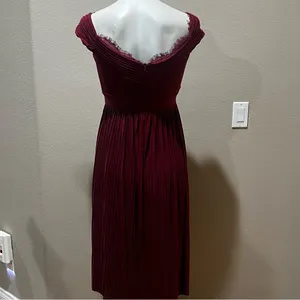 Asos design fuller bust lace and pleat bardot burgundy dress size 4 nwt thumbnail 5