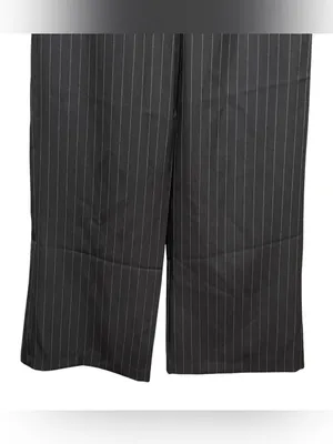 Monteau Los Angeles Jumpsuit Black Pinstripe Women’s Size Large Wide Leg thumbnail 2