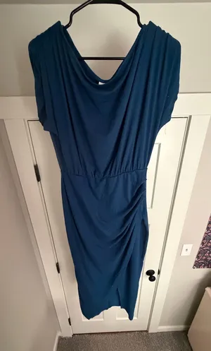 Blue Draped Women's Dress thumbnail 1