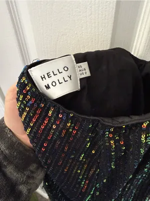 Hello Molly Iridescent Sequin Cutout Mini Dress - Black with Multicolor Sparkle thumbnail 6