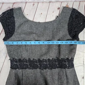 J Crew‎ Tweed Lace Trim Sheath Dress Gray Black Short Sleeve Women 2 Wool Blend thumbnail 9