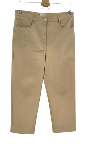 Aritzia Wilfred The Melina Pants Vegan Leather‎ Cropped Beige Size 10 thumbnail 1