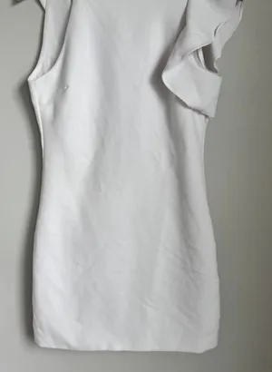 Lulus Dinah White One Shoulder Ruffle Cocktail Mini Dress Sz XS FLAWED thumbnail 1