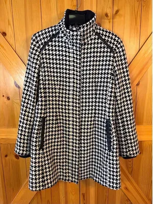 Vintage Apt. 9 Black White Houndstooth Lined Wool Blend Coat READ Size Large (64 thumbnail 1
