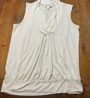Banana Republic Sleeveless Cream Knit Top Draped Crossover Neckline Women Sz M thumbnail 1