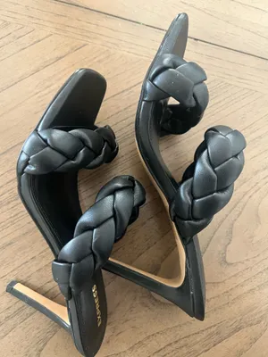 Express Black Braided-Strap High Heel Sandals thumbnail 6