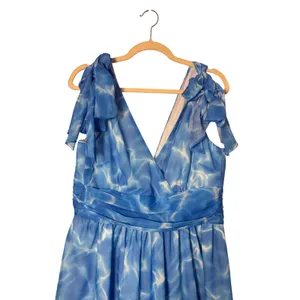 L'atiste by Amy Dress L Blue Water Ripple Tie Shoulder Mermaidcore Resortwear thumbnail 4
