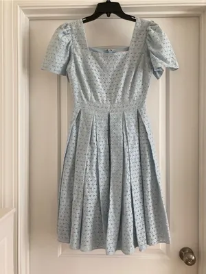 Rachel Parcell Powder Blue Eyelet Square-Neck Midi Dress thumbnail 5