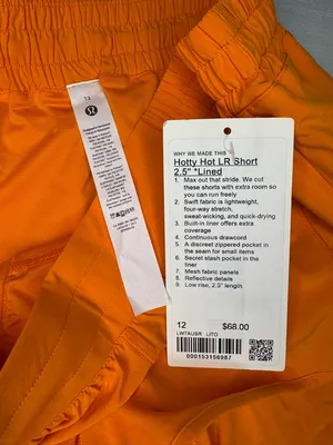 Lululemon Hotty Hot Low Rise Athletic Shorts Lit Orange Size 12 NWT thumbnail 6