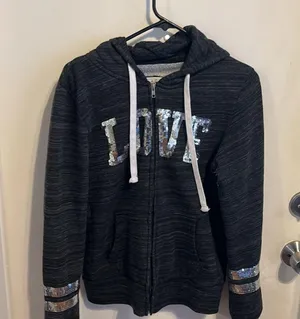 Reflex hoodie medium with glitter. Gray. Very nice condition. Soft and cozy thumbnail 6