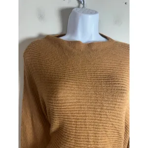 Leith Womens Cognac Brown Ribbed Batwing Boat Neck Pullover Sweater Small‎ thumbnail 3