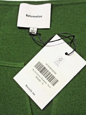 NWT Reformation Rylie in Grass Green Ribbed Cotton Sweater Tank S thumbnail 6