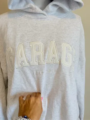 NWOT Garage Ultra Fleece oversized hoodie with pockets size s/m gray/snow white thumbnail 6