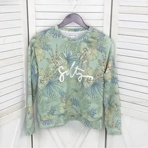 Body Glove Let's Get Salty Tropical Print Shirt Green Small‎ Crop Sweatshirt thumbnail 8