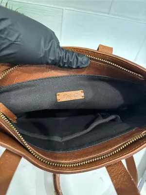 Madewell Small Zip-Top Transport Tote English Root Leather Crossbody Bag thumbnail 11