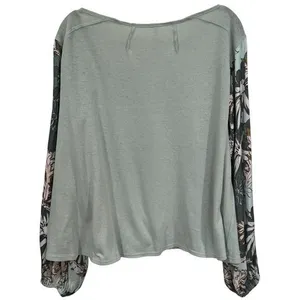 Free People Picking Petals Top Seafoam Green Contrast Sleeves Women's Size S thumbnail 8