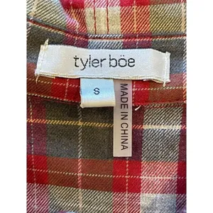 Tyler Boe Shirt Women Small Red Plaid Cotton Collared‎ Pleated Tina Tunic Preppy thumbnail 10
