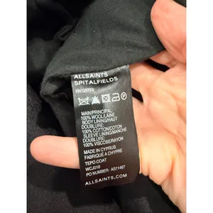 AllSaints Women Coat 8 Black Tepo Wool Oversized Shawl Collar Tailored Jacket thumbnail 6