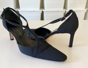 Vintage 90s Strappy Pointed Toe Heels Black Size 6 thumbnail 6