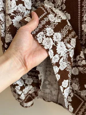 Paper Heart Anthropologie Chocolate Brown Floral Linen Maxi Dress, Size Large thumbnail 7