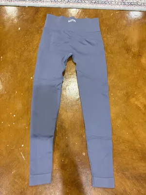 White Fox Boutique High-Waist Ribbed Leggings in Dusty Blue thumbnail 4