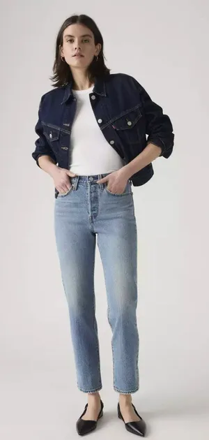 Levi's 28x28 Premium Wedgie Straight Ankle Women's Jeans Invest Access Med Wash thumbnail 1