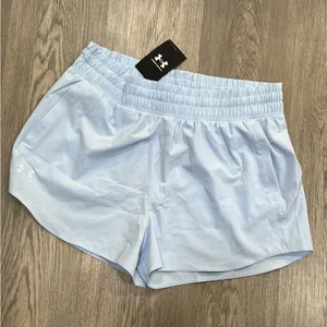 NWT Under Armour Flex Woven 3" Shorts, Light Blue, size Large thumbnail 1