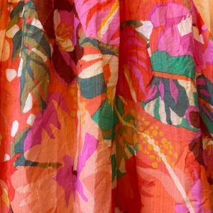 1. State Halter Neck Leaf Print Mini Dress Ruffle Hem‎ Tropical Art Spring XL thumbnail 4