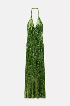 Zara dress gown maxi open back bodycon halter wedding party cocktail thumbnail 17