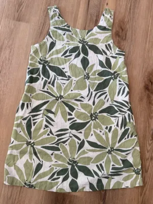 Nicole Miller Green Floral Linen Blend Tank Shift Dress thumbnail 1