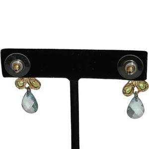 Light Blue Green Teardrop Crystal Necklace Earring Gold Tone Set 2028 Brand thumbnail 8