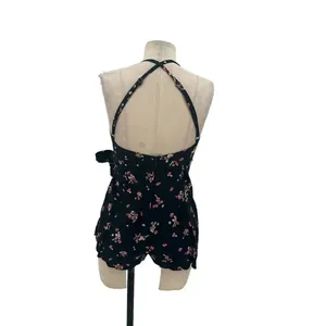 Free People Tango at Night Black Floral‎ Print Wrap Romper Size 2 thumbnail 7