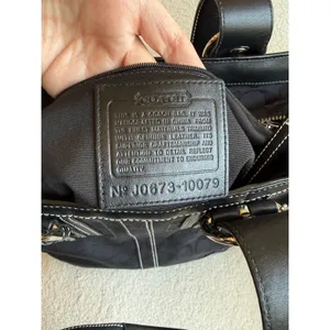 Coach Soho Tote Bag Women's Black Canvas Casual Signature Monogram Multi Pocket thumbnail 9