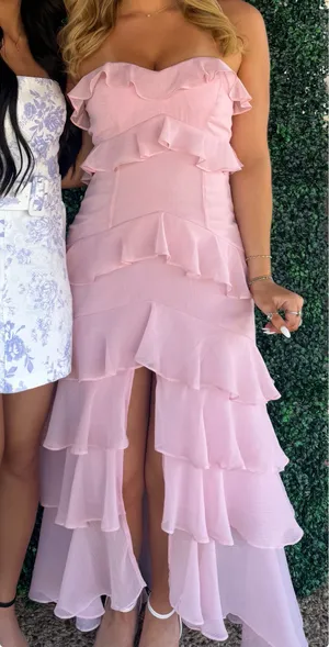 Hazel & Olive Pink Ruffle Maxi Dress – Size Medium thumbnail 2
