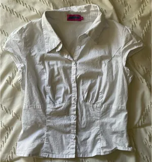 Edikted Top Button Up Shirt Shirt Sleeve Medium White thumbnail 3