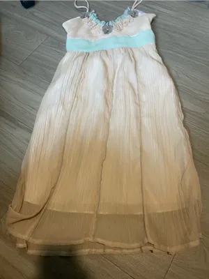 Women’s Cream Midi Dress with Light Blue Waistband thumbnail 1