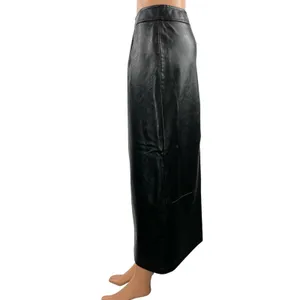 Zara Women's Black Leather High Waisted Fitted Maxi Straight Pencil Skirt Size S thumbnail 2