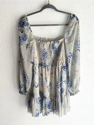 Aritzia Wilfred Floral Smocked Mini Dress Size Small Romantic Rush thumbnail 5