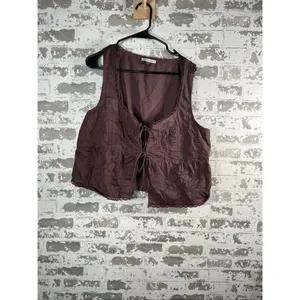 American Eagle | women brown tie front cotton tank top thumbnail 9