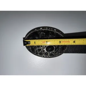 Express Black Leather‎ Black Rhinestone Buckle Cowboy Western Belt Women's Sz S thumbnail 9